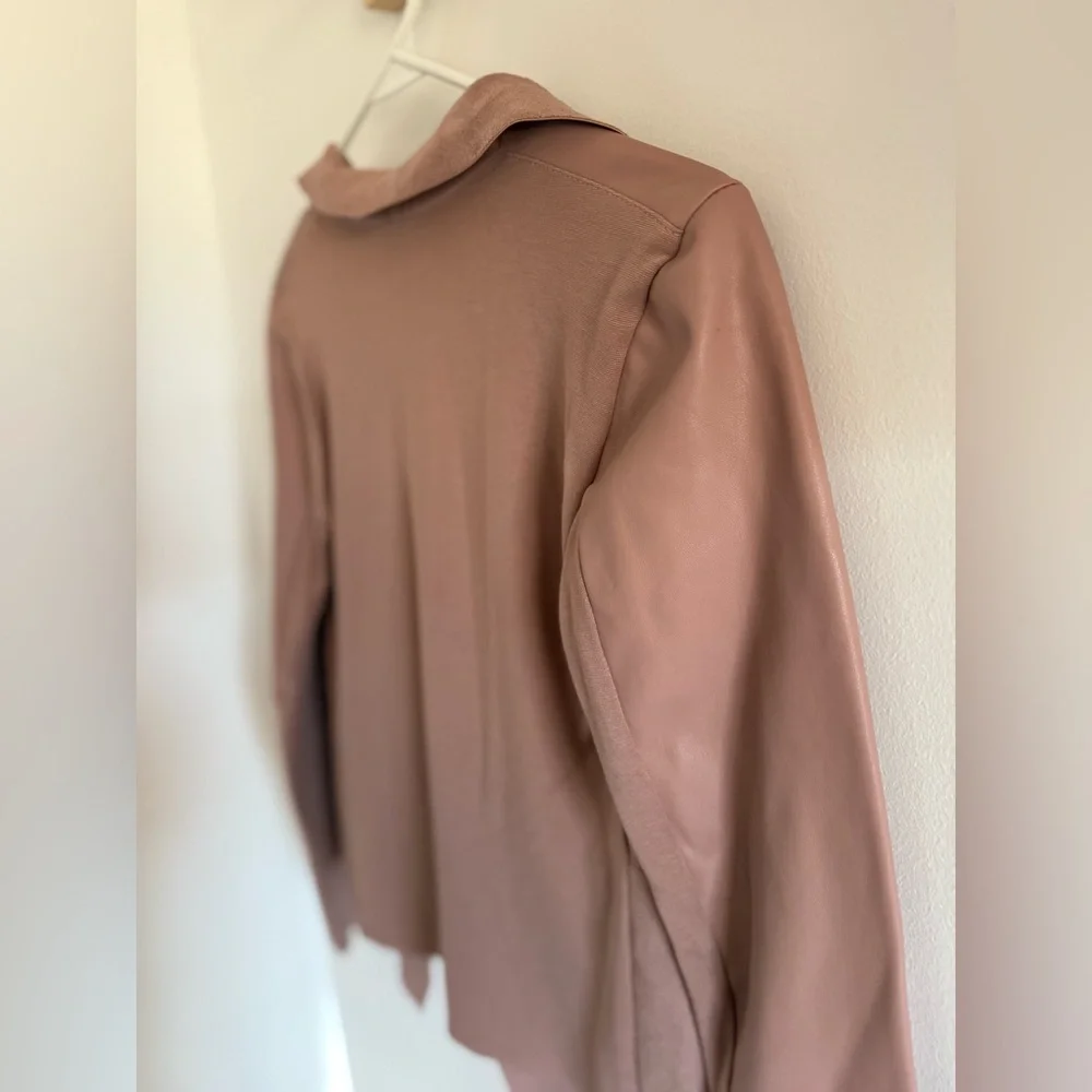 Bar III Women's Blush Faux Leather Open Front Jacket XS